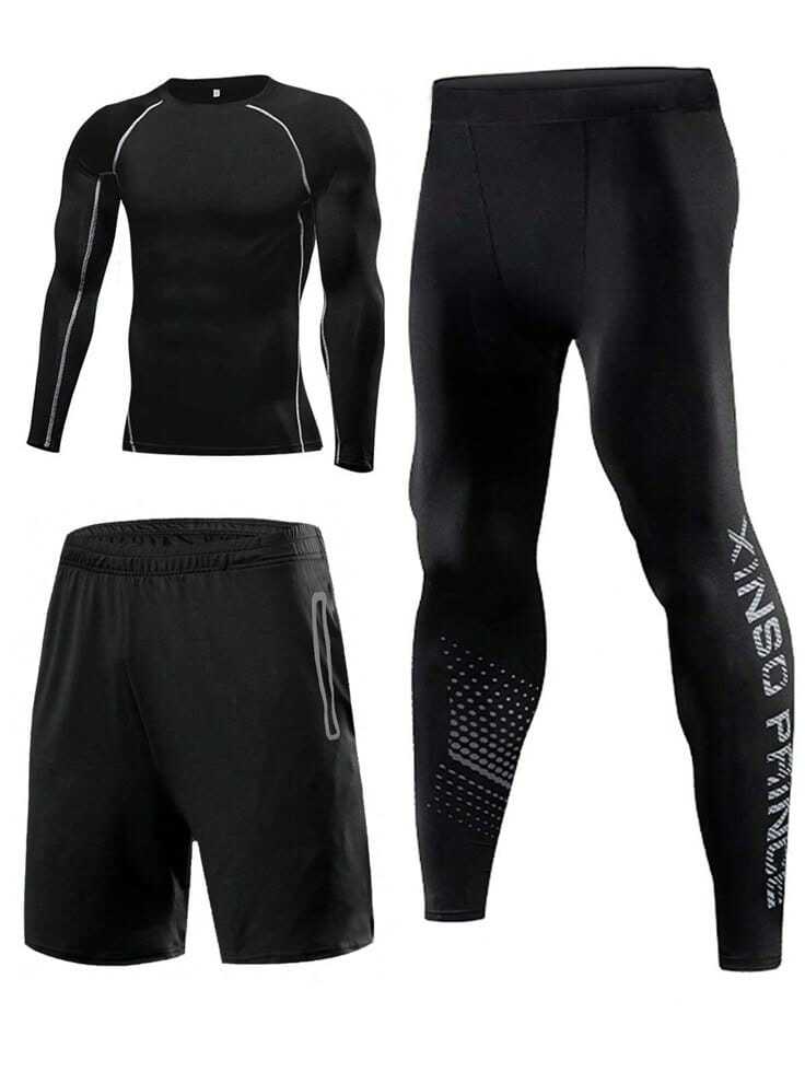 Black Compression Tee & 2-in-1 Shorts