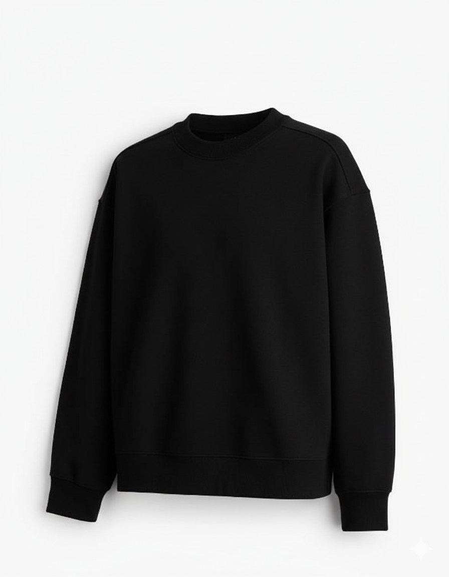 Black Plain Crewneck Sweatshirt