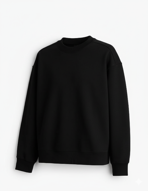 Black Plain Crewneck Sweatshirt