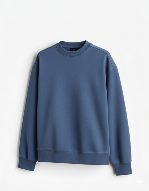 Blue Plain Crewneck Sweatshirt