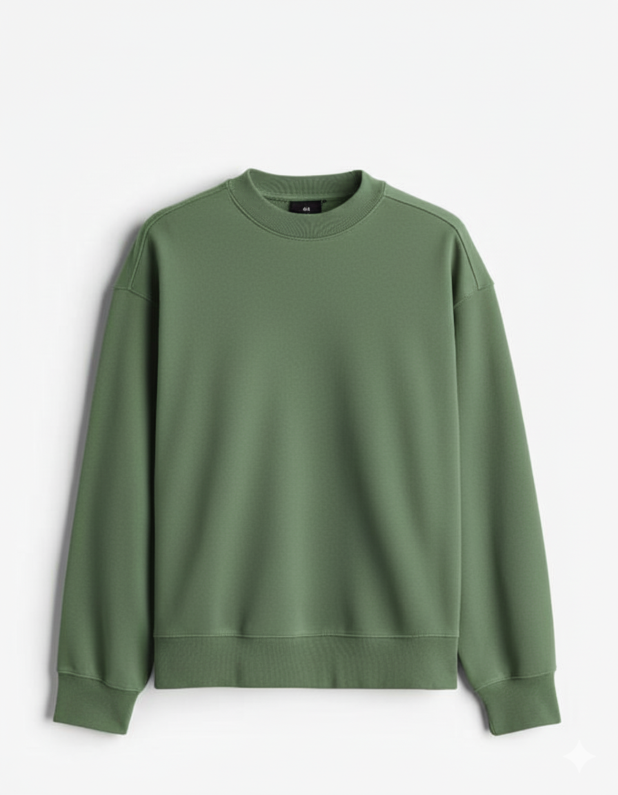 Green Plain Crewneck Sweatshirt