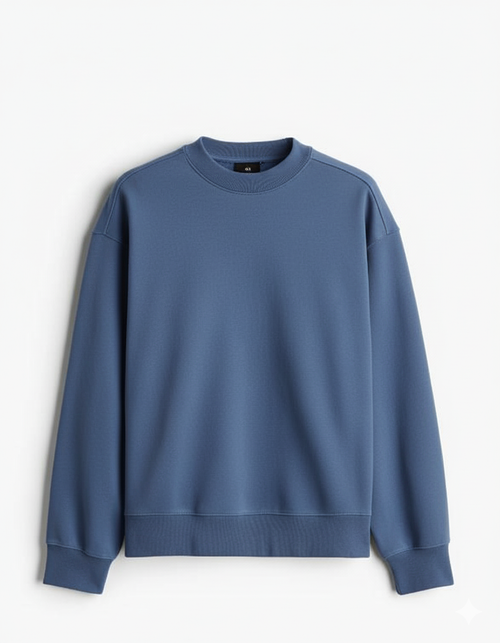 Blue Plain Crewneck Sweatshirt