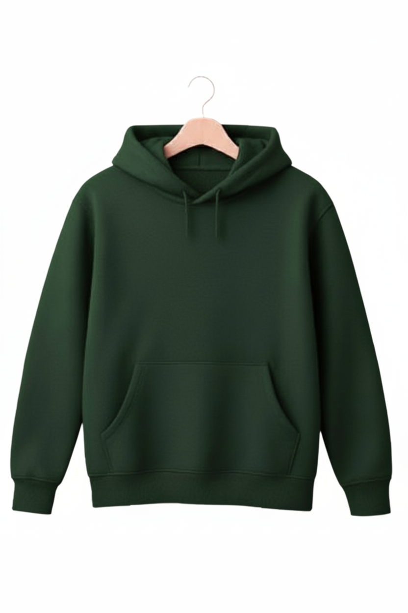 Olive Green Plain Hoodie
