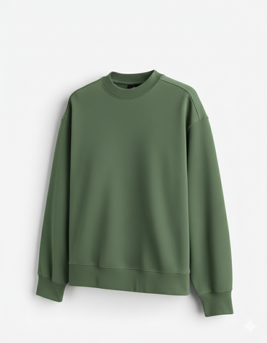 Green Plain Crewneck Sweatshirt