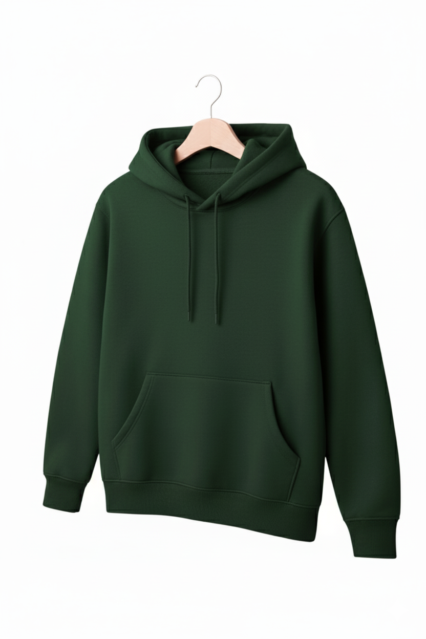 Olive Green Plain Hoodie