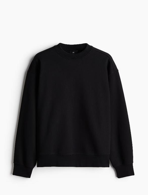 Black Plain Crewneck Sweatshirt
